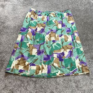 Campus Casuals Skirt Womens XL Green Elastic Waist Belt Loops Pocket Midi Ladies